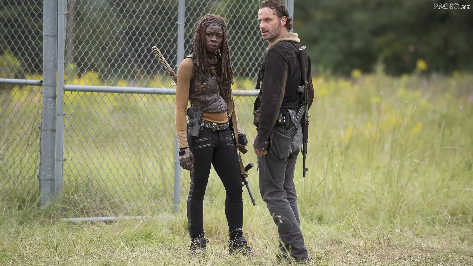 Danai Gurira, Żywe trupy, Serial, Andrew Lincoln, Michonne, The Walking Dead, Rick Grimes