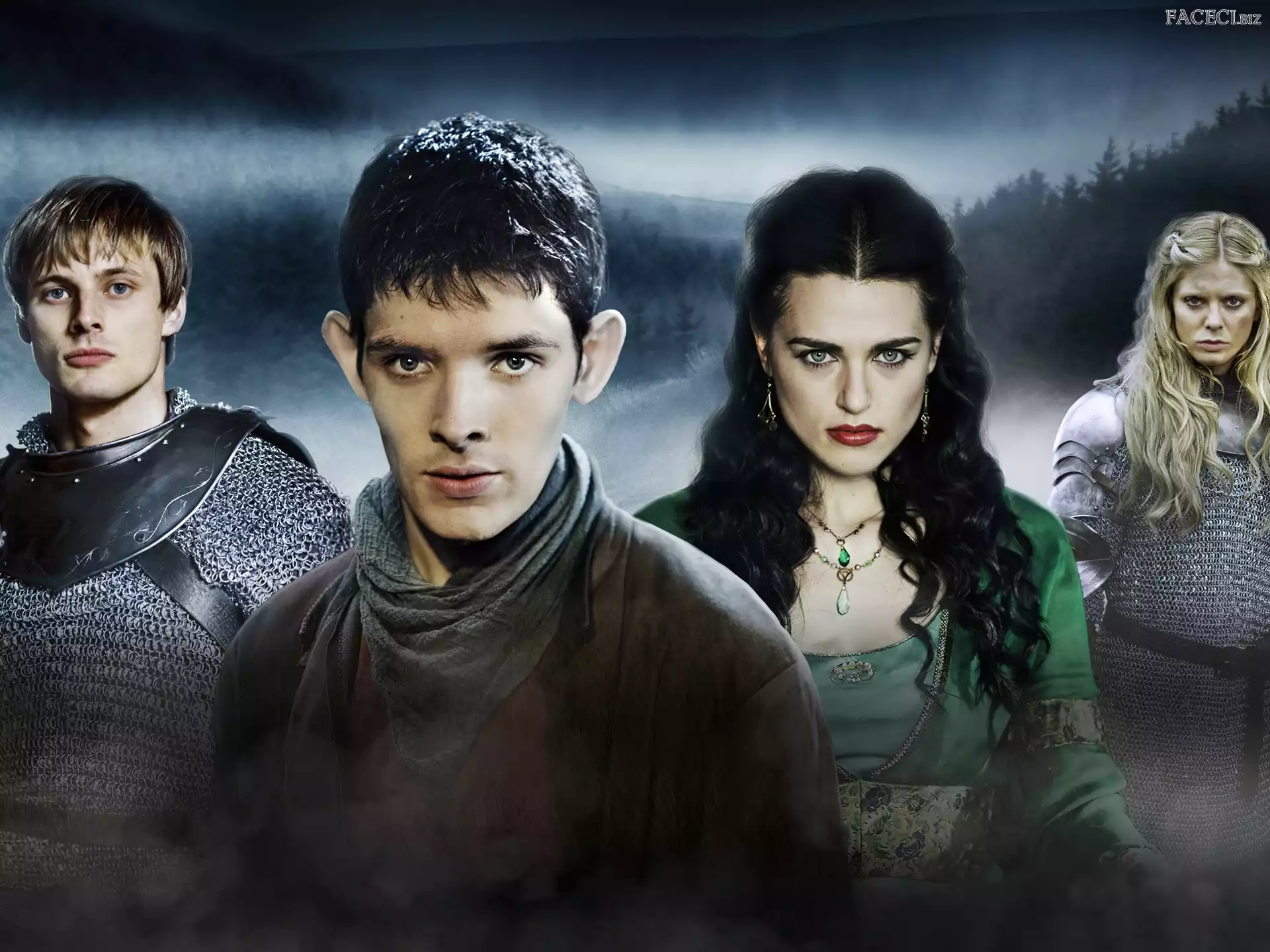 Morgose - Emilia Fox, Merlin - Colin Morgan, Przygody Merlina, The Adventures of Merlin, Morgana - Katie McGrath, Arthur - Bradley James