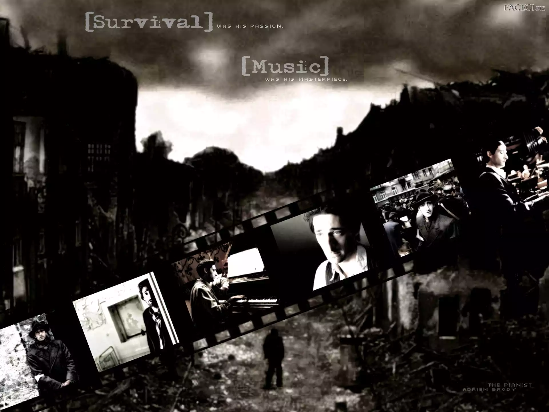 Adrien Brody, zniszczone, klisza, miasto